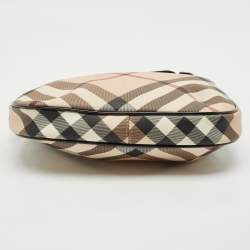 Pre Owned Burberry Black/ Nova Check PVC and Patent Leather Small Barton Hobo