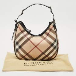 Pre Owned Burberry Black/ Nova Check PVC and Patent Leather Small Barton Hobo