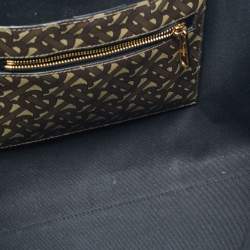 Pre Owned Burberry Bridle Brown TB Coated Canvas Small East West Book Tote