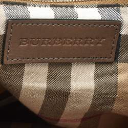 Pre Owned Burberry Brown Leather Multi Pockets Drawstring Shoulder Bag