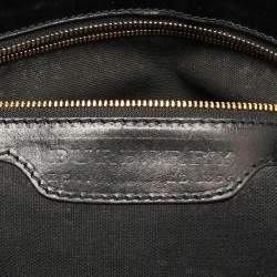 Pre Owned Burberry Black/Beige House Check Canvas and Leather Bridle Kent Tote