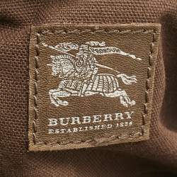 Pre Owned حقيبة يد بربري بيتون قماش و جلد فحص المنزل بني صغيرة
