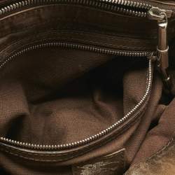Pre Owned حقيبة يد بربري بيتون قماش و جلد فحص المنزل بني صغيرة
