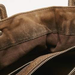 Pre Owned حقيبة يد بربري بيتون قماش و جلد فحص المنزل بني صغيرة