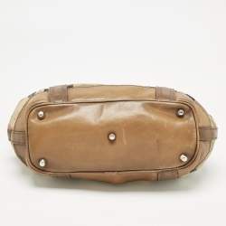 Pre Owned حقيبة يد بربري بيتون قماش و جلد فحص المنزل بني صغيرة