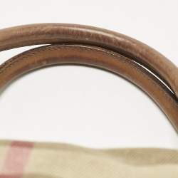 Pre Owned حقيبة يد بربري بيتون قماش و جلد فحص المنزل بني صغيرة