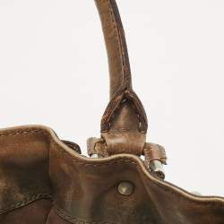 Pre Owned حقيبة يد بربري بيتون قماش و جلد فحص المنزل بني صغيرة