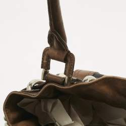 Pre Owned حقيبة يد بربري بيتون قماش و جلد فحص المنزل بني صغيرة