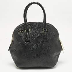 Pre Owned Burberry Black Embossed Leather Orchard Bowler Bag