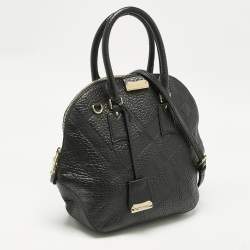 Pre Owned Burberry Black Embossed Leather Orchard Bowler Bag