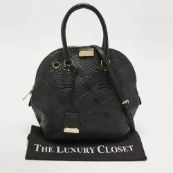 Pre Owned Burberry Black Embossed Leather Orchard Bowler Bag