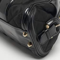 مملوكة مسبقًا Burberry Black Quilted Nylon and Patent Leather Manor Satchel