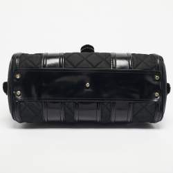 مملوكة مسبقًا Burberry Black Quilted Nylon and Patent Leather Manor Satchel