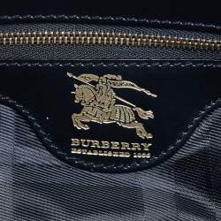 مملوكة مسبقًا Burberry Black Quilted Nylon and Patent Leather Manor Satchel