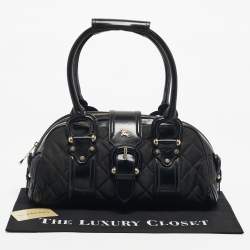 مملوكة مسبقًا Burberry Black Quilted Nylon and Patent Leather Manor Satchel