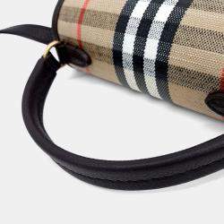 Pre Owned Burberry Brown Fabric and Leather Mini Highland Crossbody Bag