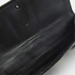 Pre Owned Burberry Black/Beige Nova Coated Canvas and Patent Leather Flap Continental Wallet