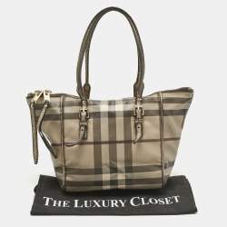 Pre Owned Burberry Metallic/Smoked Check PVC Salisbury Tote