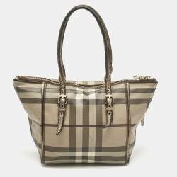 Pre Owned Burberry Metallic/Smoked Check PVC Salisbury Tote