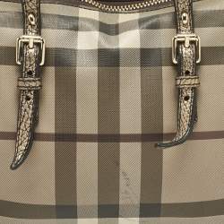 Pre Owned Burberry Metallic/Smoked Check PVC Salisbury Tote