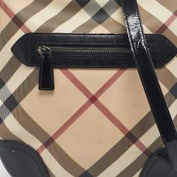 Pre Owned Burberry Black/Beige Supernova Check PVC Dryden Crossbody Bag