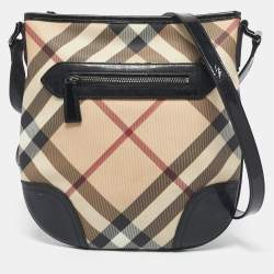Pre Owned Burberry Black/Beige Supernova Check PVC Dryden Crossbody Bag