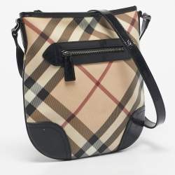 Pre Owned Burberry Black/Beige Supernova Check PVC Dryden Crossbody Bag