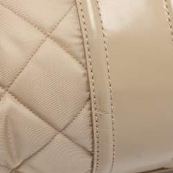 Pre Owned Burberry Beige Quilted Nylon and Patent Leather Manor Satchel
