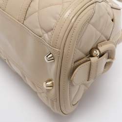 Pre Owned Burberry Beige Quilted Nylon and Patent Leather Manor Satchel