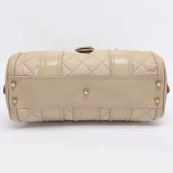 Pre Owned Burberry Beige Quilted Nylon and Patent Leather Manor Satchel