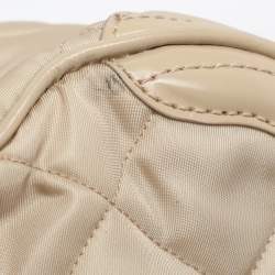 Pre Owned Burberry Beige Quilted Nylon and Patent Leather Manor Satchel