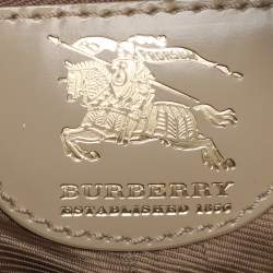 Pre Owned Burberry Beige Quilted Nylon and Patent Leather Manor Satchel