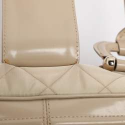 Pre Owned Burberry Beige Quilted Nylon and Patent Leather Manor Satchel