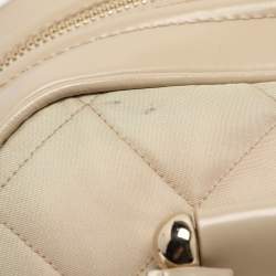 Pre Owned Burberry Beige Quilted Nylon and Patent Leather Manor Satchel