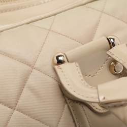 Pre Owned Burberry Beige Quilted Nylon and Patent Leather Manor Satchel