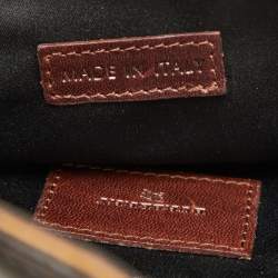 Pre Owned Burberry Orange/Brown Printed Satin and Leather Flap Clutch