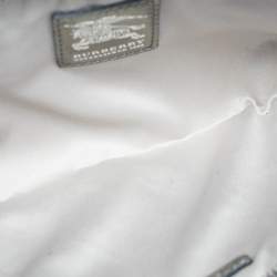 Pre Owned Burberry Dark Grey Satin Crystal Embellished Top Zip Clutch