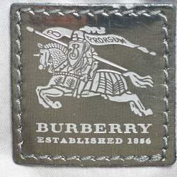 Pre Owned Burberry Dark Grey Satin Crystal Embellished Top Zip Clutch