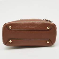 Pre Owned Burberry Brown/Beige House Check Fabric and Leather Small Banner Tote