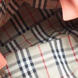 Pre Owned Burberry Peach Grained Leather Baynard Tote