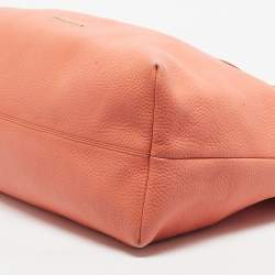 Pre Owned Burberry Peach Grained Leather Baynard Tote