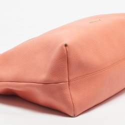 Pre Owned Burberry Peach Grained Leather Baynard Tote