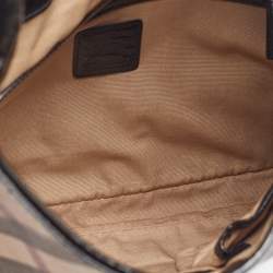 Pre Owned Burberry Beige/Black Nova Check Coated Canvas and Patent Leather Brooke Hobo