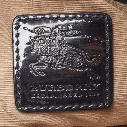 Pre Owned Burberry Beige/Black Nova Check Coated Canvas and Patent Leather Brooke Hobo