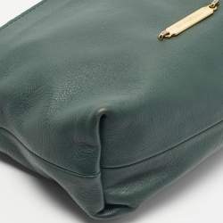 Pre Owned Burberry Green/Beige Leather and House Check Fabric Little Crush Crossbody Bag