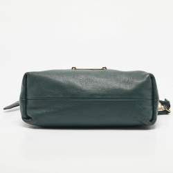 Pre Owned Burberry Green/Beige Leather and House Check Fabric Little Crush Crossbody Bag