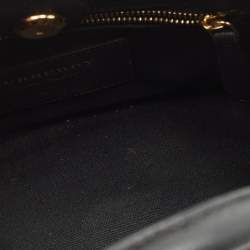 Pre Owned Burberry Black/Beige Leather and House Check Fabric Mini Banner Tote