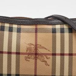 Pre Owned Burberry Beige/Brown Haymarket Check Coated Canvas Peyton Crossbody Bag