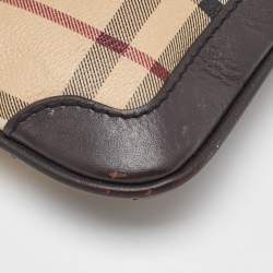 Pre Owned Burberry Beige/Brown Haymarket Check Coated Canvas Peyton Crossbody Bag