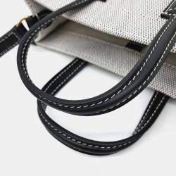 Pre Owned Burberry Black White Canvas and Leather Freya Mini Tote Bag